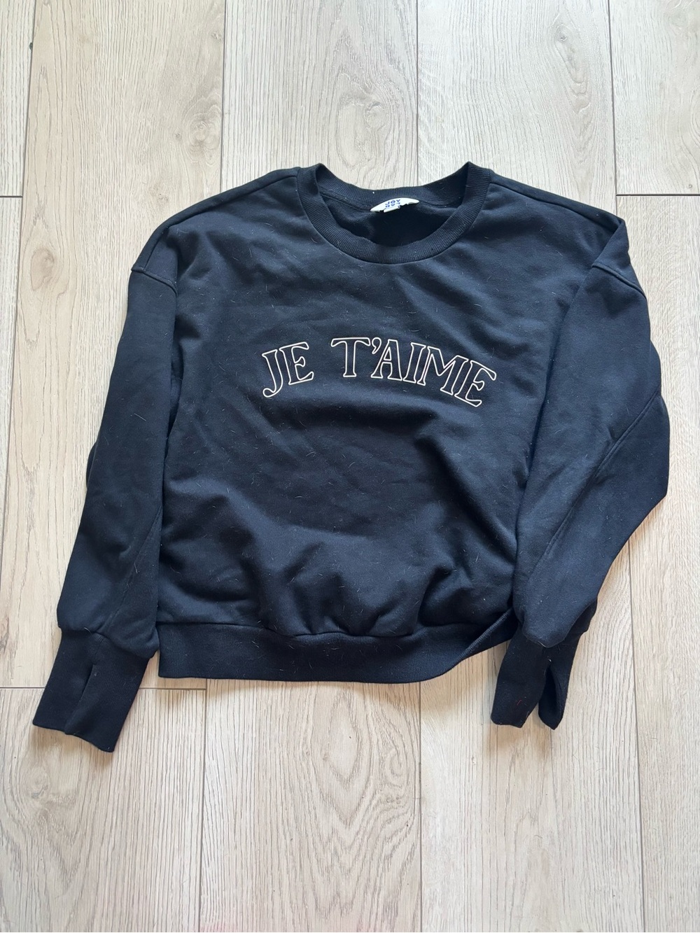 JoyLab Black 'Je T'aime' Crewneck Sweatshirt